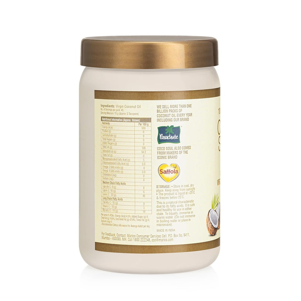 Coco Soul Cold Pressed Unrefined Virgin Coconut Oil Jar - 500 ml