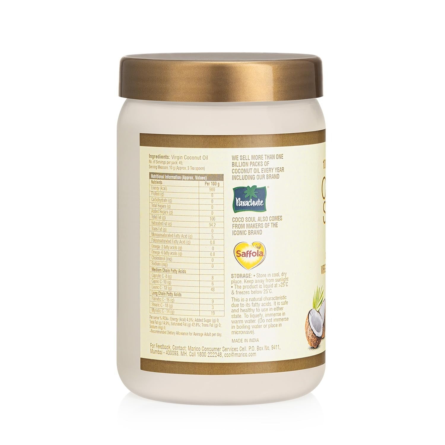 Coco Soul Cold Pressed Unrefined Virgin Coconut Oil Jar - 500 ml