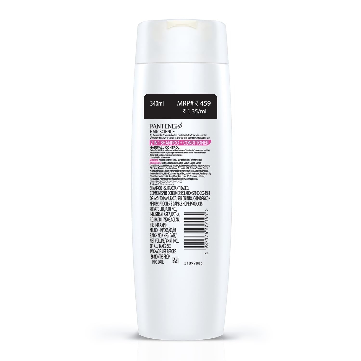 Pantene Advanced Hairfall Solution 2in1 Anti-Hairfall Shampoo & Conditioner - 340 ml