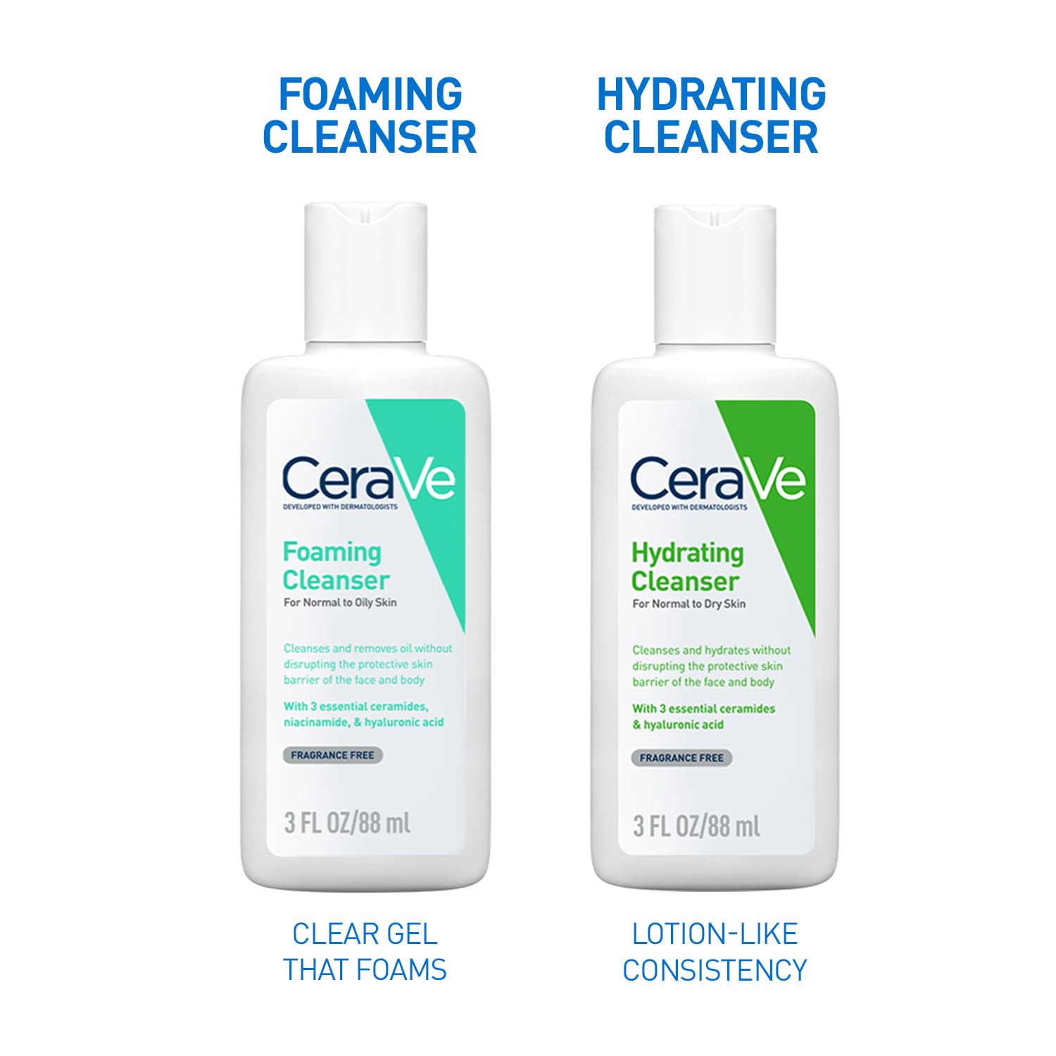 CeraVe Foaming Cleanser For Normal To Oily Skin (88ml) - Dermatologist-Developed Facewash | Non-Comedogenic And Fragrance-Free Cleansers For Acne-Prone Skin