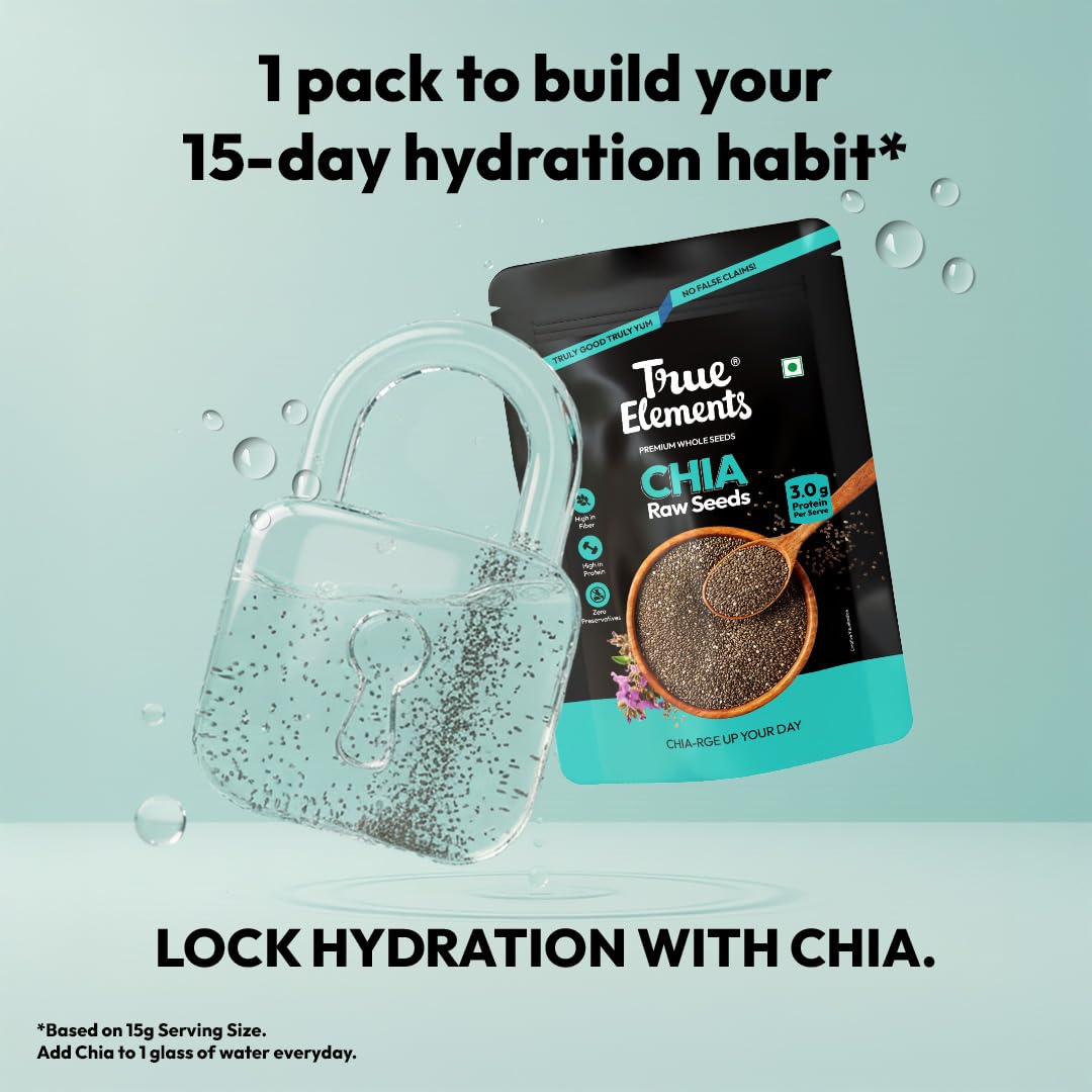 True Elements Chia Seeds 250g - Healthy Raw Seeds | Clean Chia Seeds for Eating | Healthy Snacks | Calcium and Protein Rich Seeds