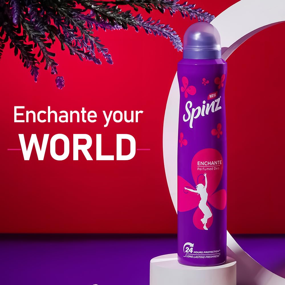 Spinz Enchante Perfumed Deo for Women | International Floral Fragrance | Long-Lasting Freshness & 24H Odour Protection Body Spray | 200ml