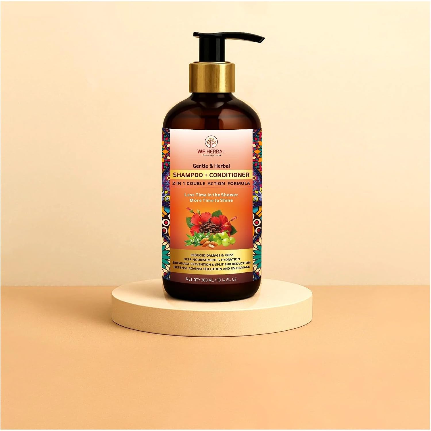 WE HERBAL 2-in-1 Natural Shampoo + Conditioner | Ayurvedic Care for Stronger, Smoother Hair | With Bhringraj, Amla & Argan Oil | Sulphate-Free | 300ml