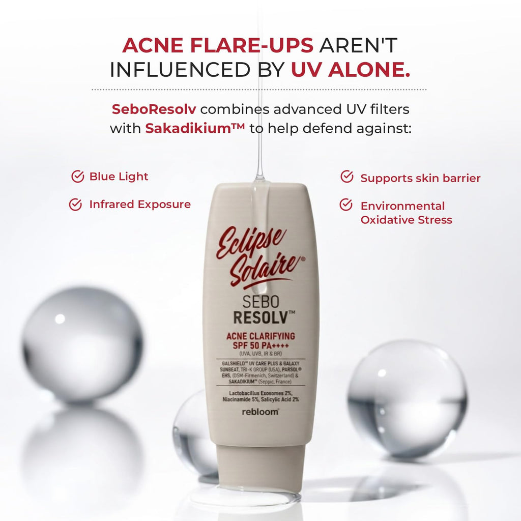 Eclipse Solaire SeboResolv Acne Clarifying SPF 50 PA++++ (UVA, UVB, IR & BR) | No white cast | Non-greasy | Oily/Acne prone skin 60ml