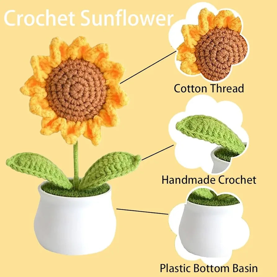 Cotton Crochet Flower Handmade Crochet Flowers Artificial Sunflower