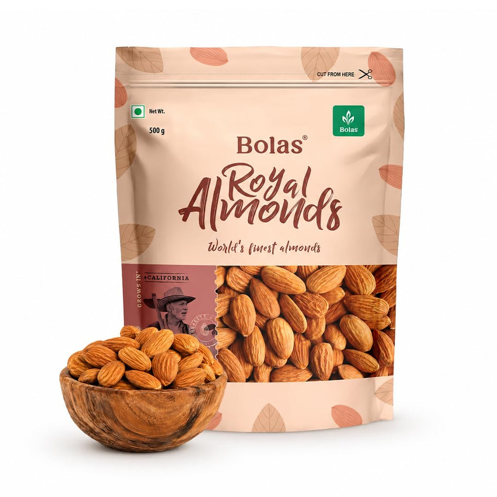 Bolas Royal California Almonds 250g | Badam Giri | High in Fiber | Rich in Protein, Magnesium & Phosphorus | Crunchy Nuts & Dry Fruits