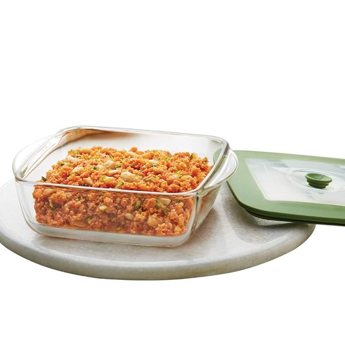 Borosil Glass Dish With Lid | 1 Piece | 1000ml | Transparent