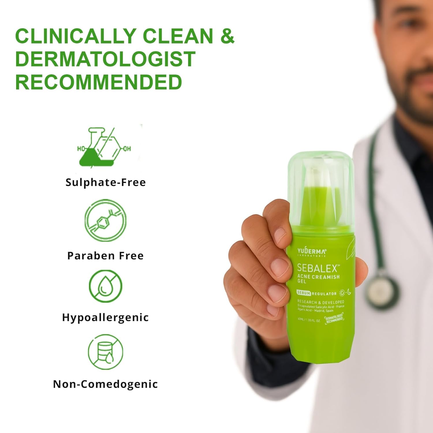 YUDERMA Sebalex Acne Creamish Sebum Regulator Gel, 40 Ml