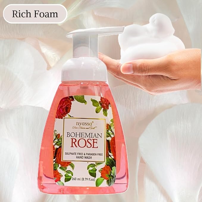 Nyassa Luxury Bohemian Rose Foaming Handwash - 260 Ml | Premium Liquid Hand Wash