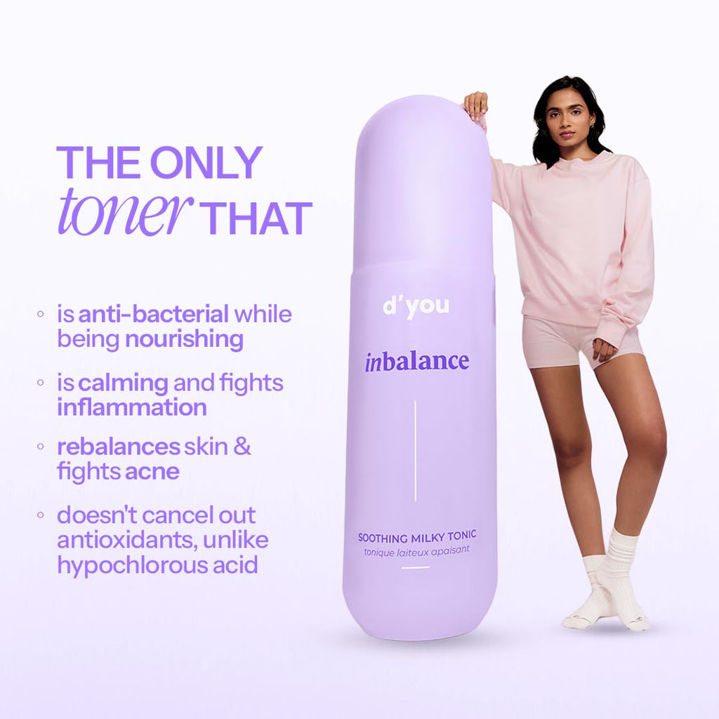 d'you inbalance Soothing Milky Tonic | Hydrating | Targets Inflamamtion | Soothing Irritation | Antioxidant Protection | Men and Women | 100 ml