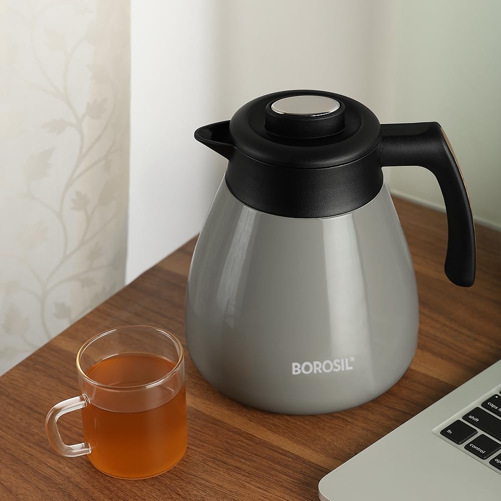 Borosil Stainless Steel Teapot Birch | 1500ml Teapot With Handle