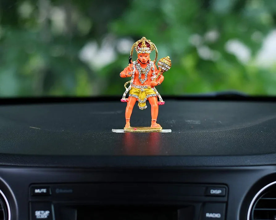 Collectible India Gold Plated Lord Hanuman Car Dashboard God Idol Hanuman Murti