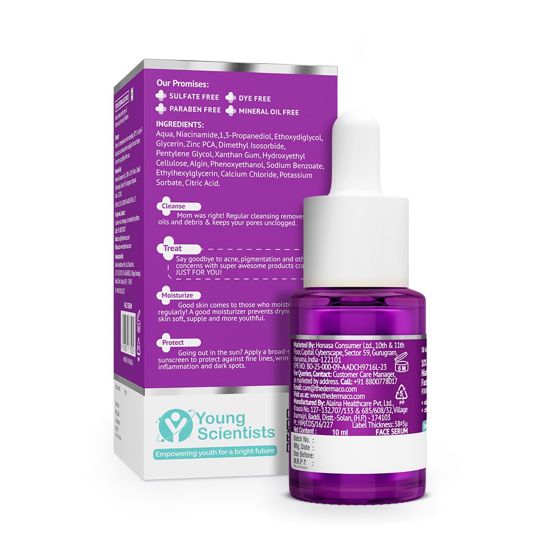 The Derma Co 10% Niacinamide Serum with 2% Zinc, Powered by Deep Penetration Formulaâ„¢ | Fades Acne Marks, Controls Oil & Reduces Dark Spots | 10 ml