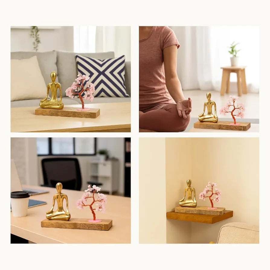 Ritualistic Nirvana Rose Quartz Crystal Tree Handcrafted Bonsai