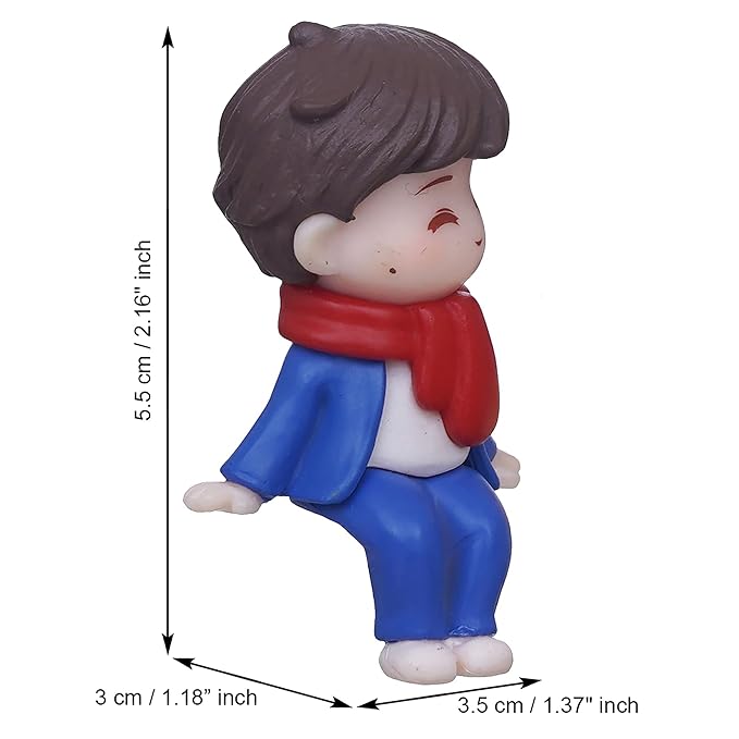 Ecraftindia Cute Boy and Girl Sitting Couple Statue Decorative Showpiece | Valentine Gift