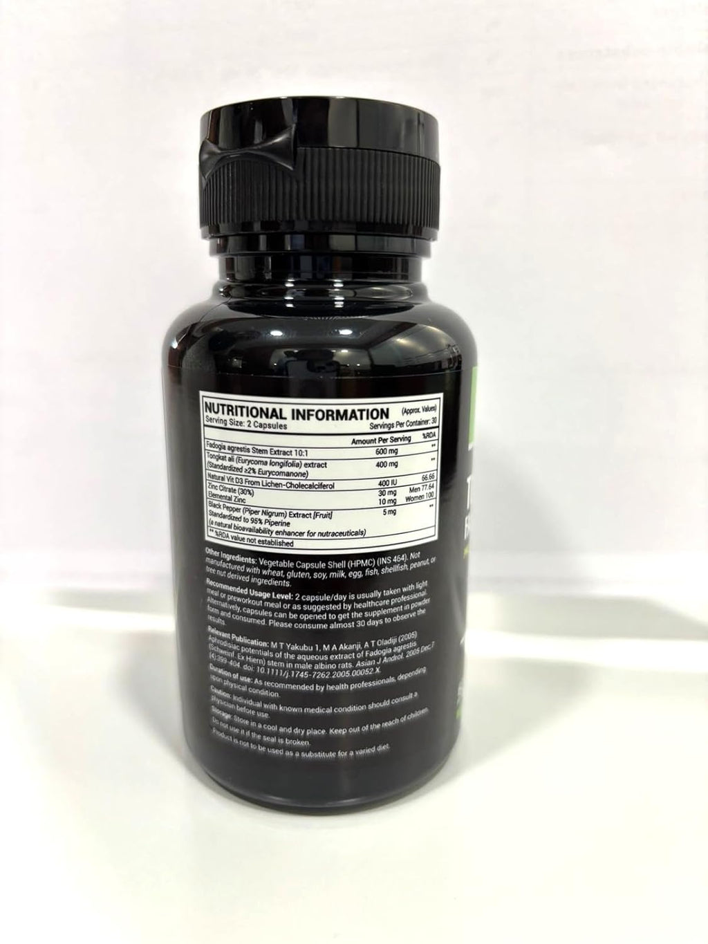 GREENDORSE Fadogia Agrestis 600mg & Tongkat Ali 400mg with Zinc & Vitamin D3 | Longjack Tongkat Ali (2% Eurycomanone) with Fadogia Agrestris Standardized to 10:1 Stem extract- 60 Veg Capsules