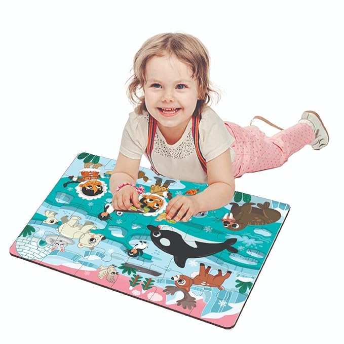 Mini Leaves 24 Piece Puzzle for Kids | Polar Adventure Jigsaw Puzzle | Wooden Puzzles for Kids | Educational Toys
