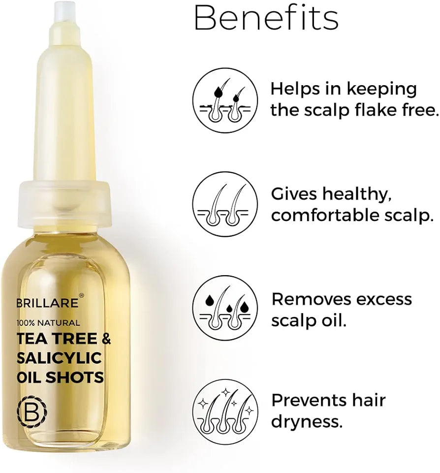 Brillare Tea Tree Hair Oil Shots for Dandruff & Itchy Scalp - 40 ml