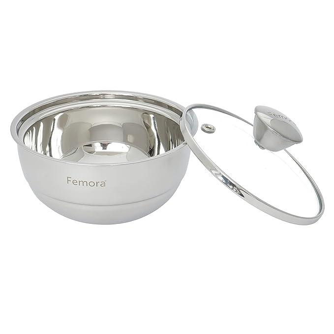Femora Stainless Steel Double Wall Insulated Curry Server Curry Bowls | 1500 Ml | Set of 3