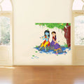 Rawpockets Decals Lord Krishna Playing Flute with Radha on River Bed Large Size  Wall Sticker