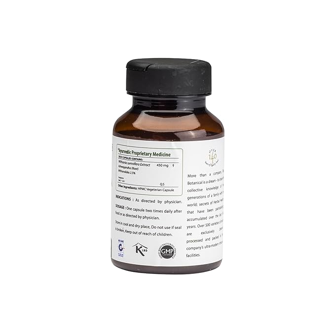 Bixa Botanical Ashwagandha Extract - 60 Veg Capsules (450mg)