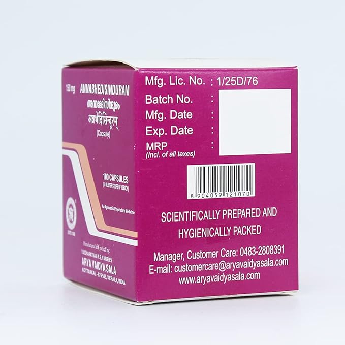 Kottakkal Arya Vaidyasala Annabhedi Sinduram Capsule - 100 Caps