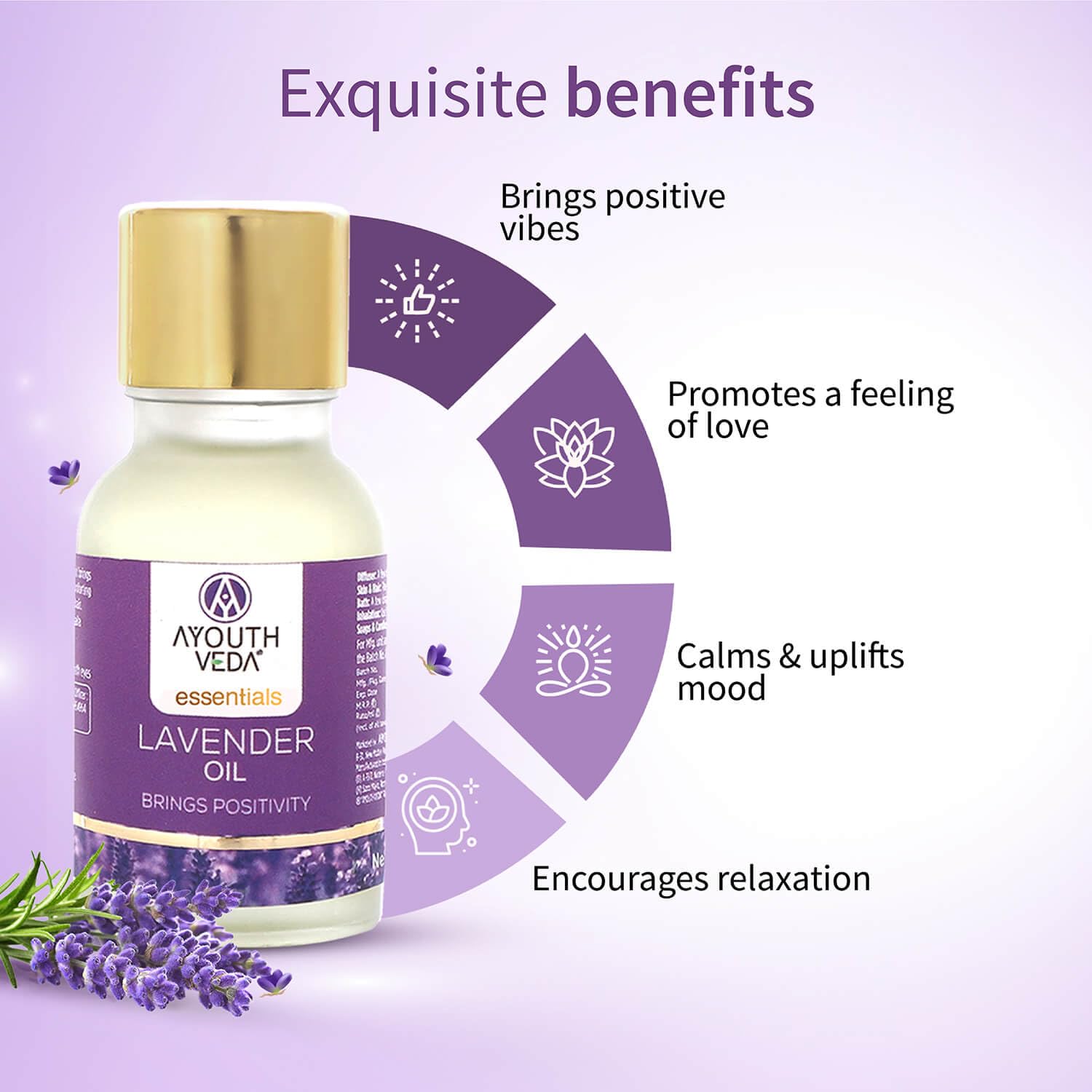 Ayouthveda Lavender Essential Oil | Skin, Acne, Hair Fall, Relaxing Sleep, Aromatherapy & Body | Pure, Organic, Natural & Undiluted, Organic Certified | 15ml Pack