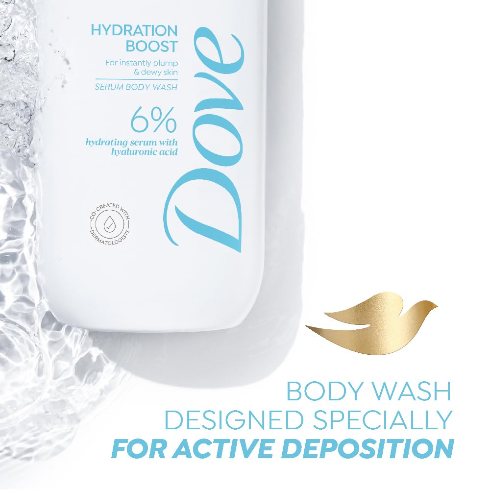 Dove Hydration Boost Serum Body Wash | 6% Hydrating Serum with Hyaluronic Acid | For instantly plump & dewy skin | Paraben & SLS free | 300 ml