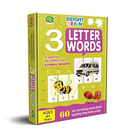 The Book Tree Bright Brain 3 Letter Words Puzzle Learn to Spell 20 Three Letter Words 60 Pieces