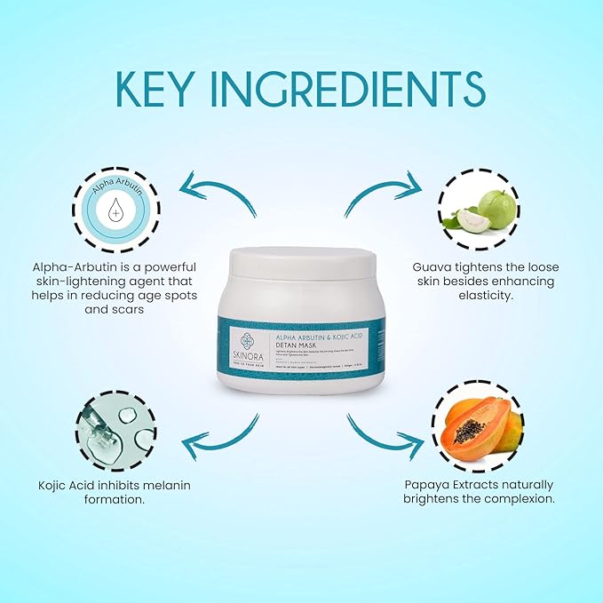 Skinora Alpha Arbutin & Kojic Acid Detan Mask - 500 Gms