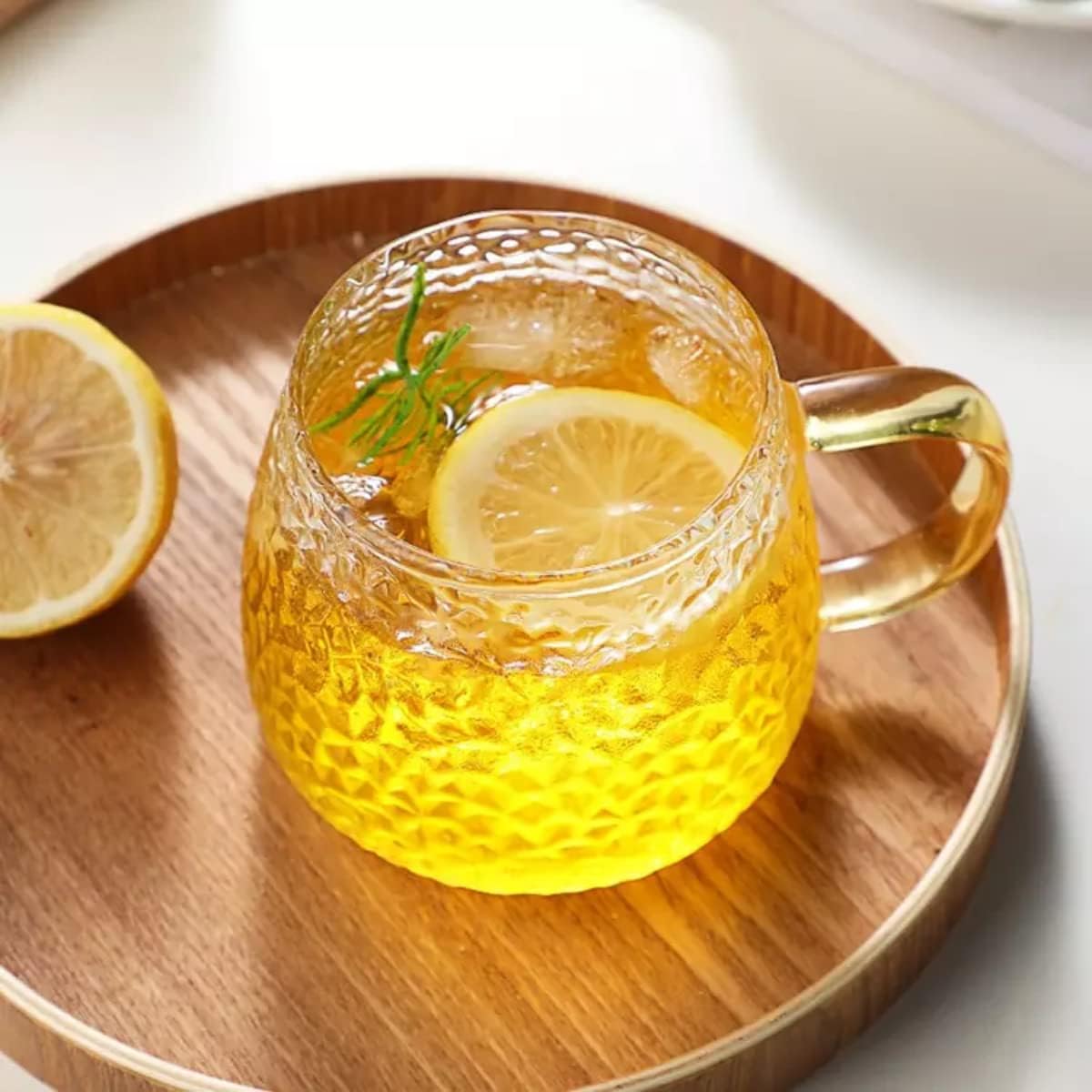 Femora Borosilicate Glass Coffee Cup Handcrafted Hammered Finish | 400 Ml | 1 Piece