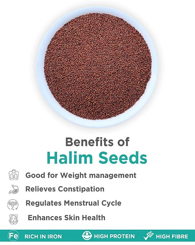 ORGANICPACIFIC Halim Seeds, Aliv Seeds, Seeds for Eating, Asaliya Seed Garden Cress Seed, Iron Rich Superfood for Immunity & Hair Growth