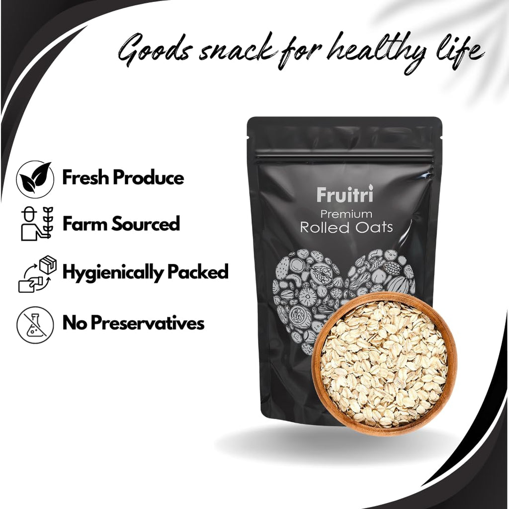 Fruitri Premium Rolled Oats- Diet Food, Whole Grain, Breakfast Cereal (Plain)