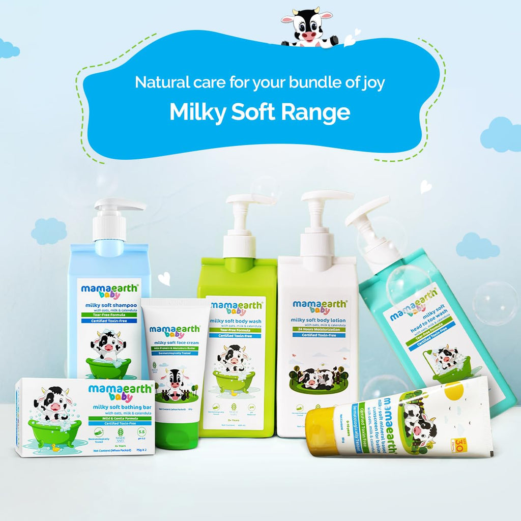 Mamaearth Milky Soft Shampoo For Babies - 400 ml | Infused with Oats, Milk and Calendula | Gently Cleanses Hair, Balances Scalp pH & Makes Hair Soft & Smooth
