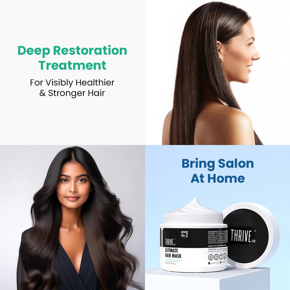 ThriveCo Ultimate Hair Mask With Hyaplexâ„¢| For Dry, Lifeless, Frizzy, and Damaged Hair | Smooths Frizz, Repairs Damage, Hydrates & Strengthens Hair | 200 ml
