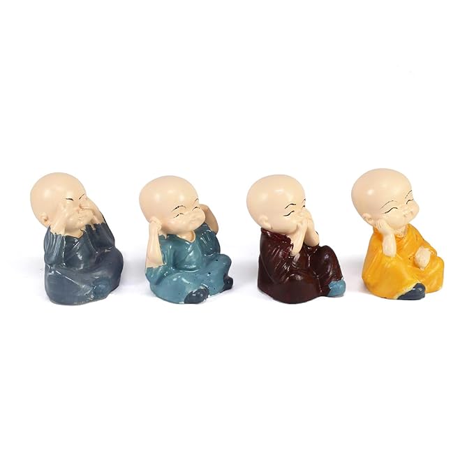 Ecraftindia Colorful 4 Monks Buddha Figurines
