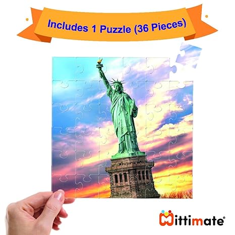 Mittimate World Statue of Liberty Jigsaw Puzzle Game for Kids Age 4 to 6 Old 36 Pieces Puzzle Toy