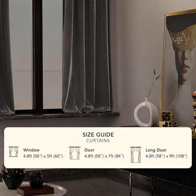Stoa Paris Curtain for Home Single pc PatternedVelvet Curtain for Window Colour Midnight Muse