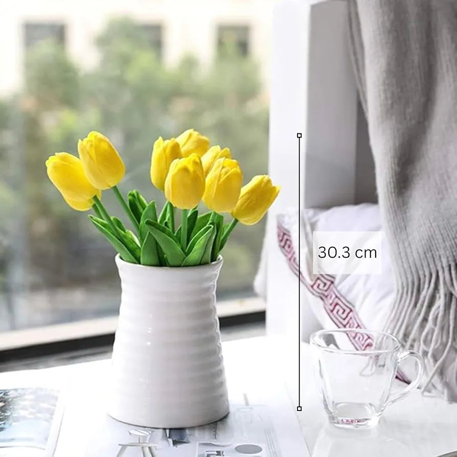 5 Pcs Artificial Tulip Lily Flowers for Vase Home Daisy Yellow Fabric Vase Not Included