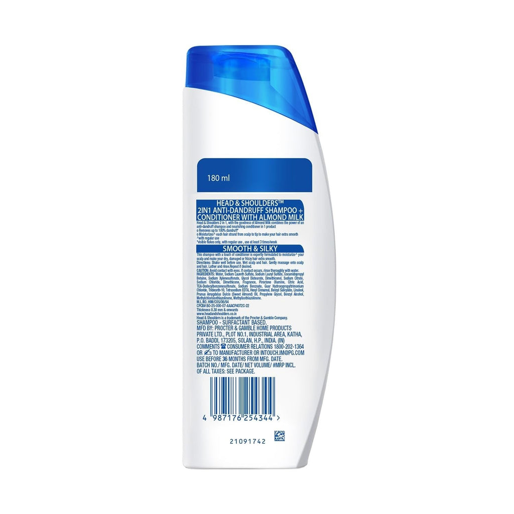Head & Shoulders 2-in-1 Smooth and Silky Anti Dandruff Shampoo + Conditioner - 180 ml