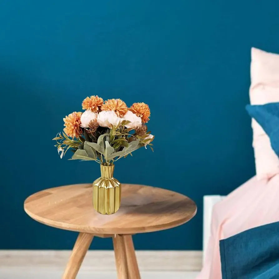 Bunch Artificial Dahlia Peony Flowers Sticks Orange