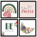 Kotart You are Enough Wall Painting with Frame for Room Set of 4