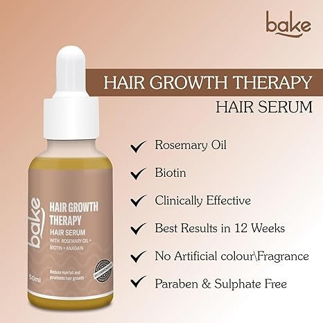 Bake 95% Pure Rosemary Oil Hair Serum for Hairfall Control with Anagain & Biotin - 50 ml