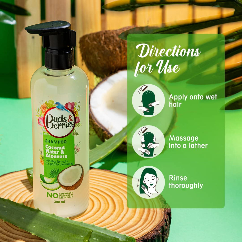 Buds & Berries Shampoo Coconut Water and Aloe Vera - 300 ml