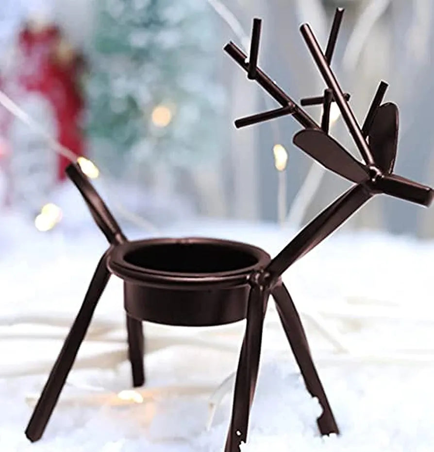The Purple Tree Cast Iron Christmas Reindeer Tealight Holder Pack of 2