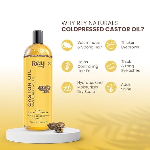 Rey Naturals Cold Pressed Castor Oil - 200 ml
