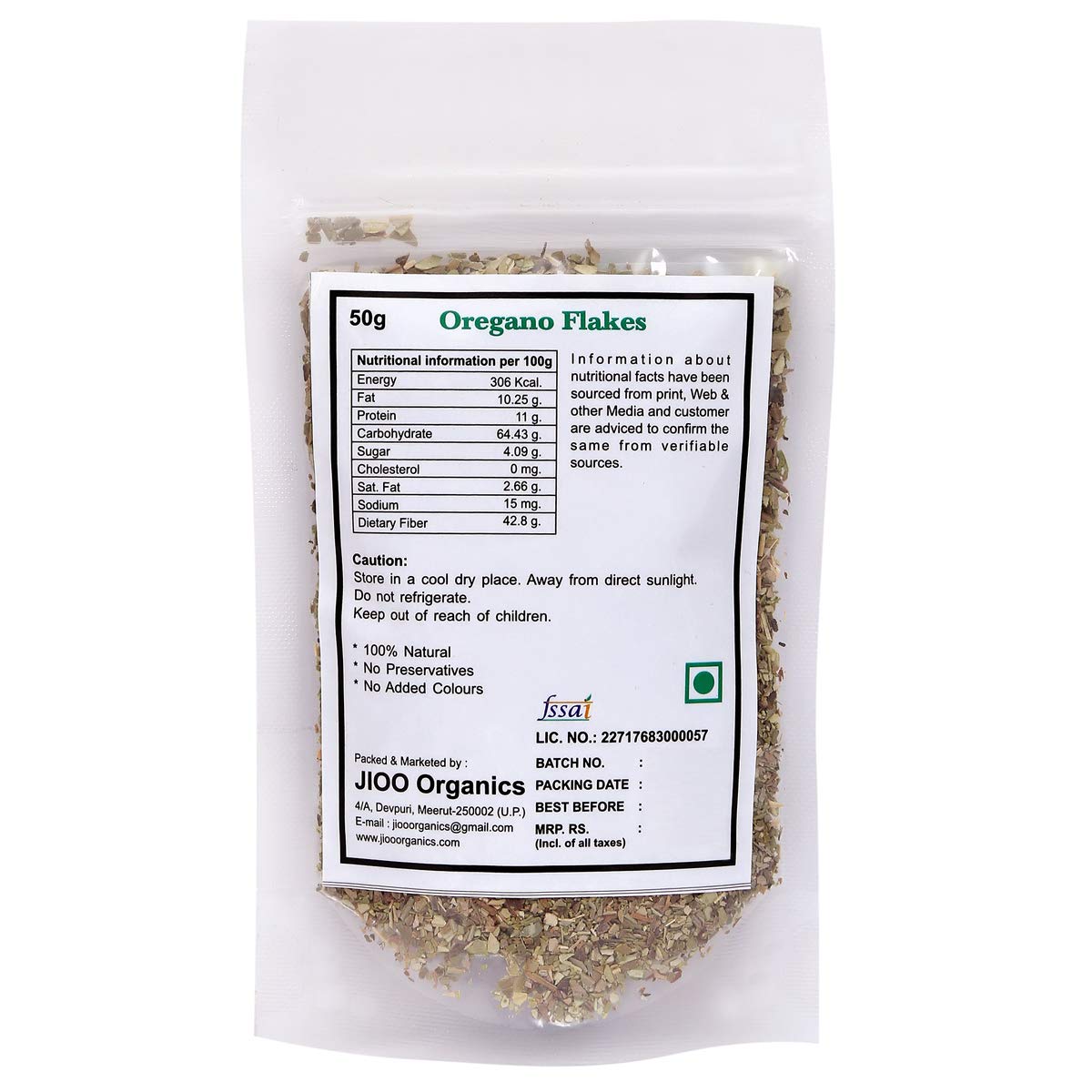 Jioo Organics Oregano Flakes - 50 gms