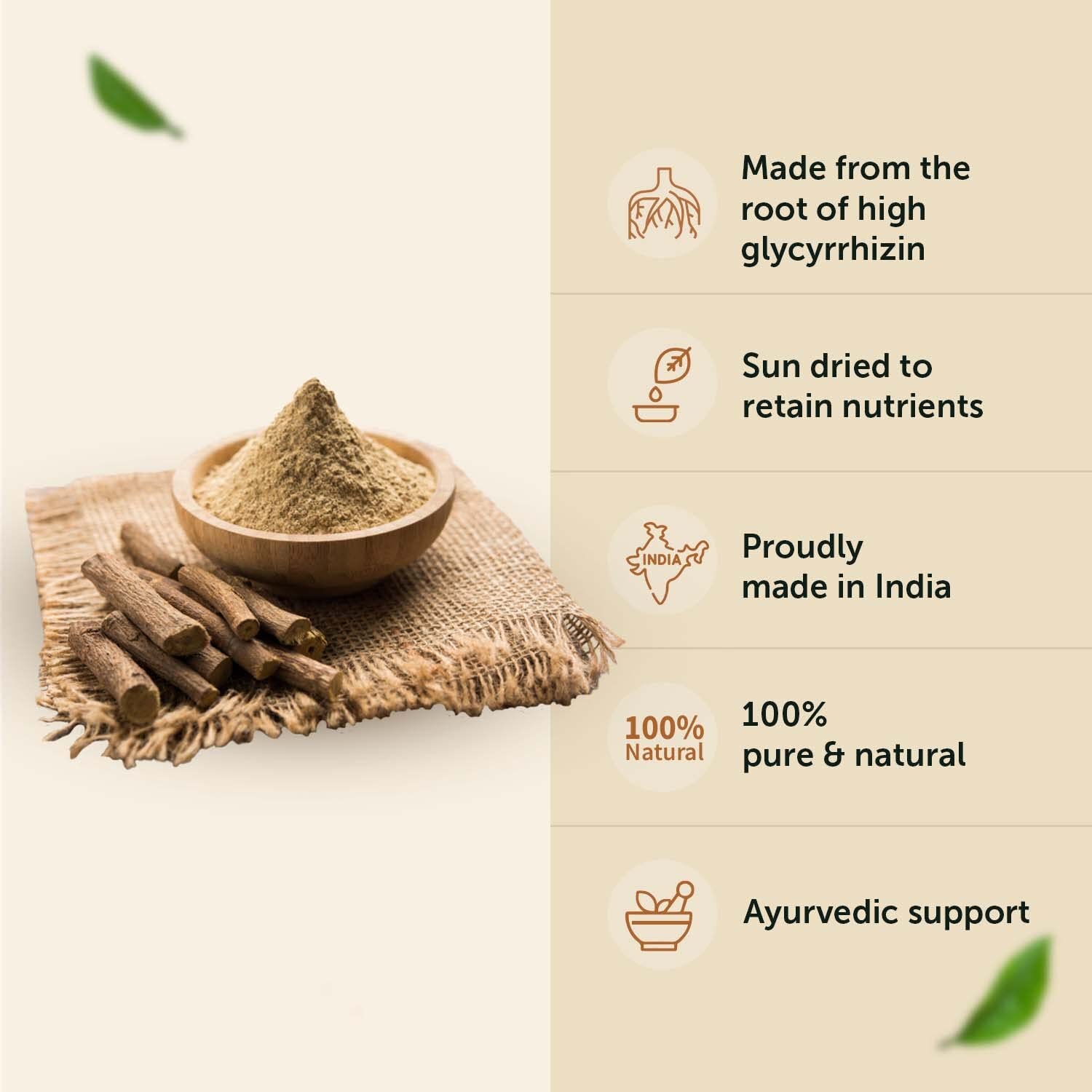 Neuherbs Mulethi Powder - 100g | Yashtimadhu Licorice/Glycyrrhiza Glabra Powder For Glowing & Healthy Skin | Herbal Supplement To Boost Immunity | 100% Pure & Natural No Added Preservatives