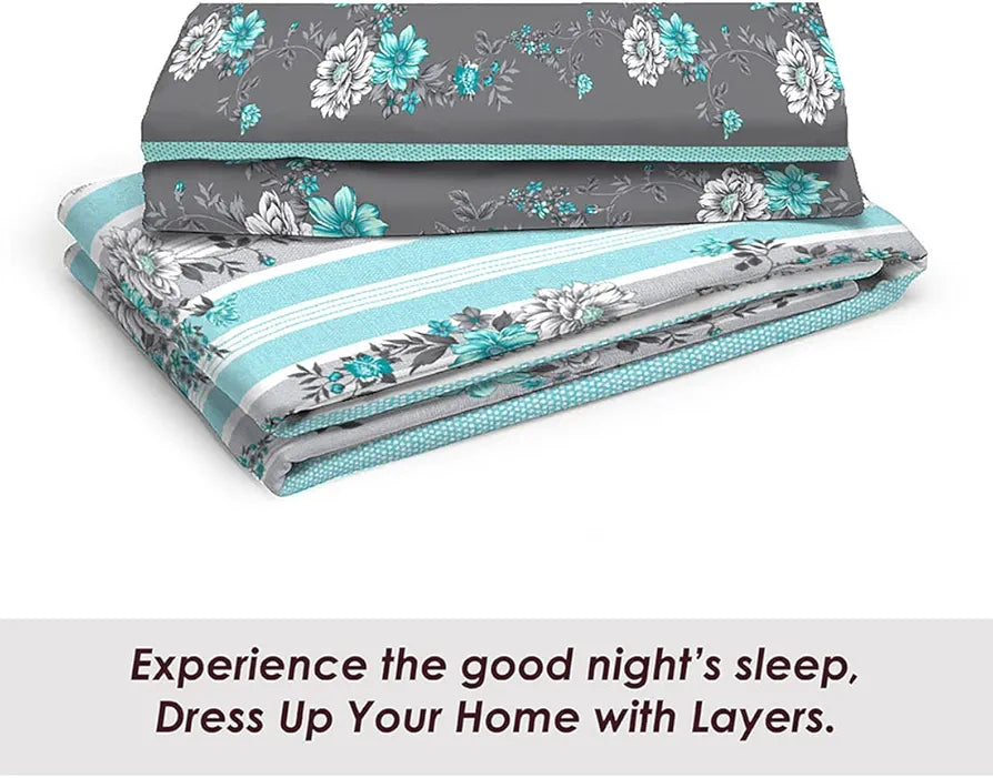 Layers Tivoli Cotton Bedsheet Set for All Seasons Lightweight 104 TC Queen Size Dark Beige Color