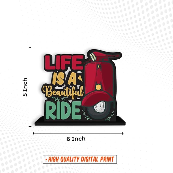 Art Vibes Wooden Idols and Figurine Life is a Beautiful Ride Quotes Table Decor for Office Desk Showpiece